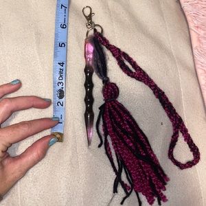 Pink and black resin self-defense keychain